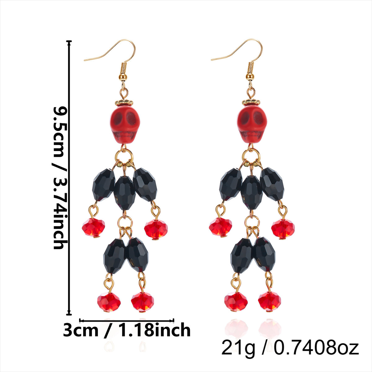 Pumpkin Spell Skull Beaded Drop Earrings