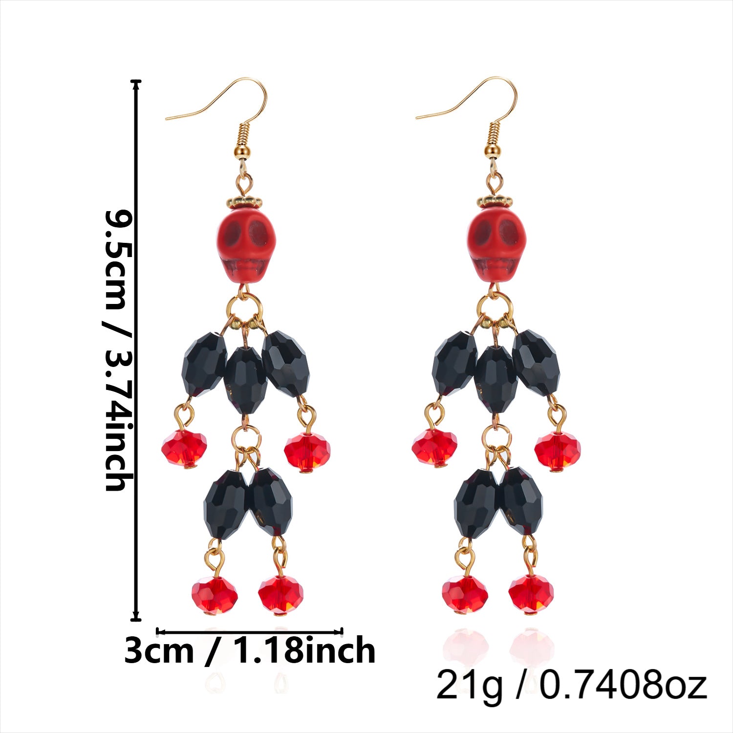 Pumpkin Spell Skull Beaded Drop Earrings