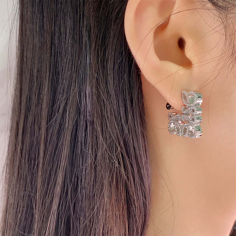 French Square Hollow Letter Large Earrings