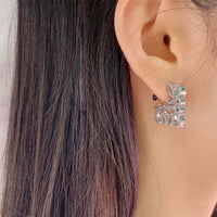 French Square Hollow Letter Large Earrings