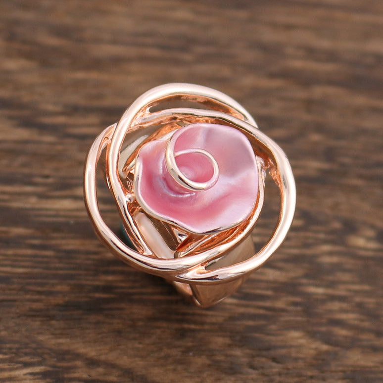 Hand-Painted Chunky Rose Ring