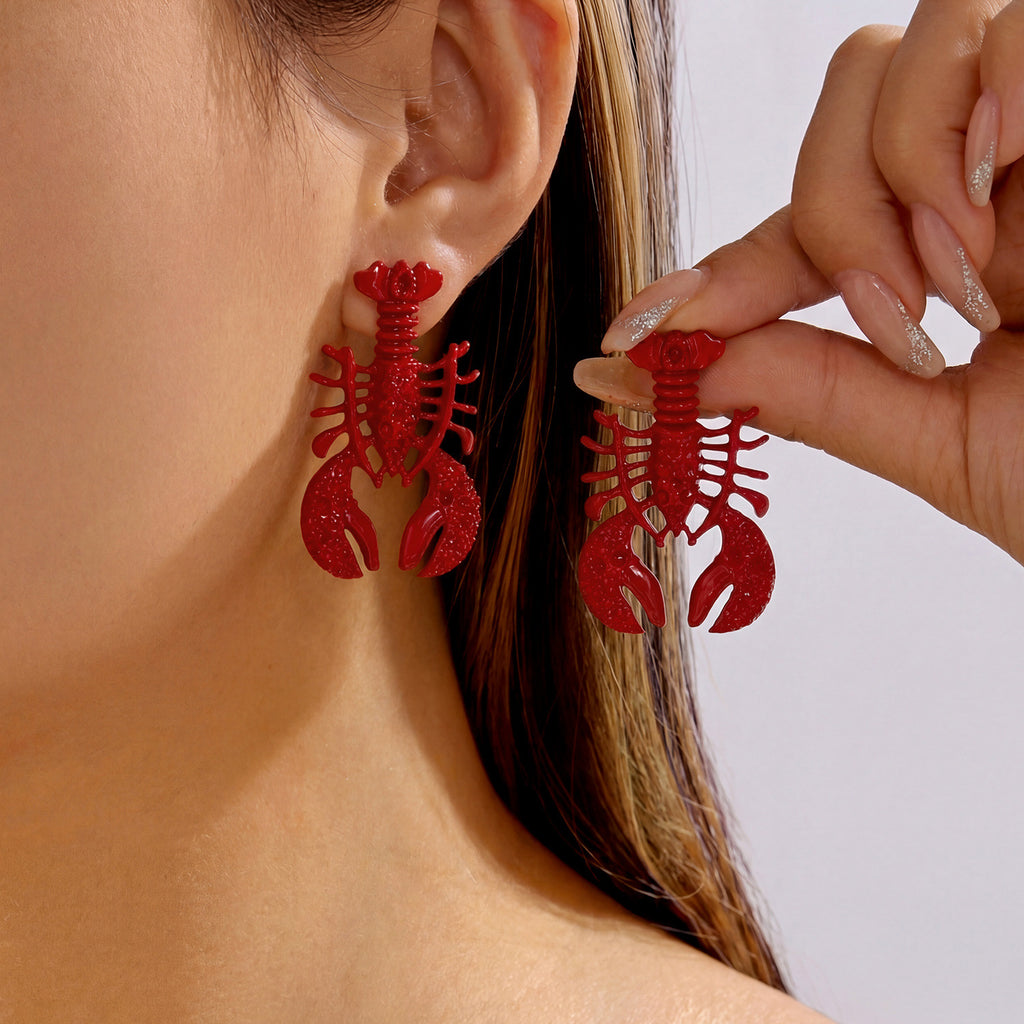 Coastal Summer Lobster Oversize Earrings