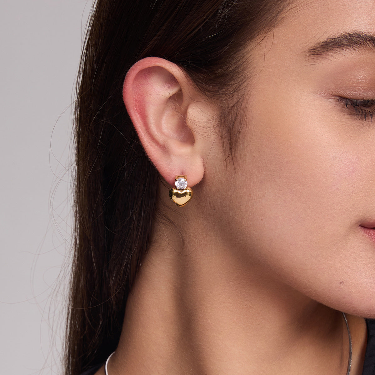 Color Red Heart Stud Earrings
