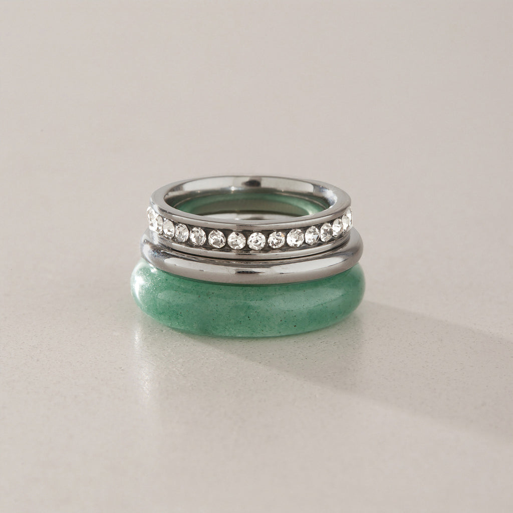 Earth & Elegance Natural Gemstone Stainless Steel Ring