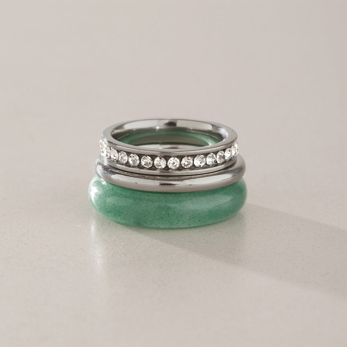 Earth & Elegance Natural Gemstone Stainless Steel Ring