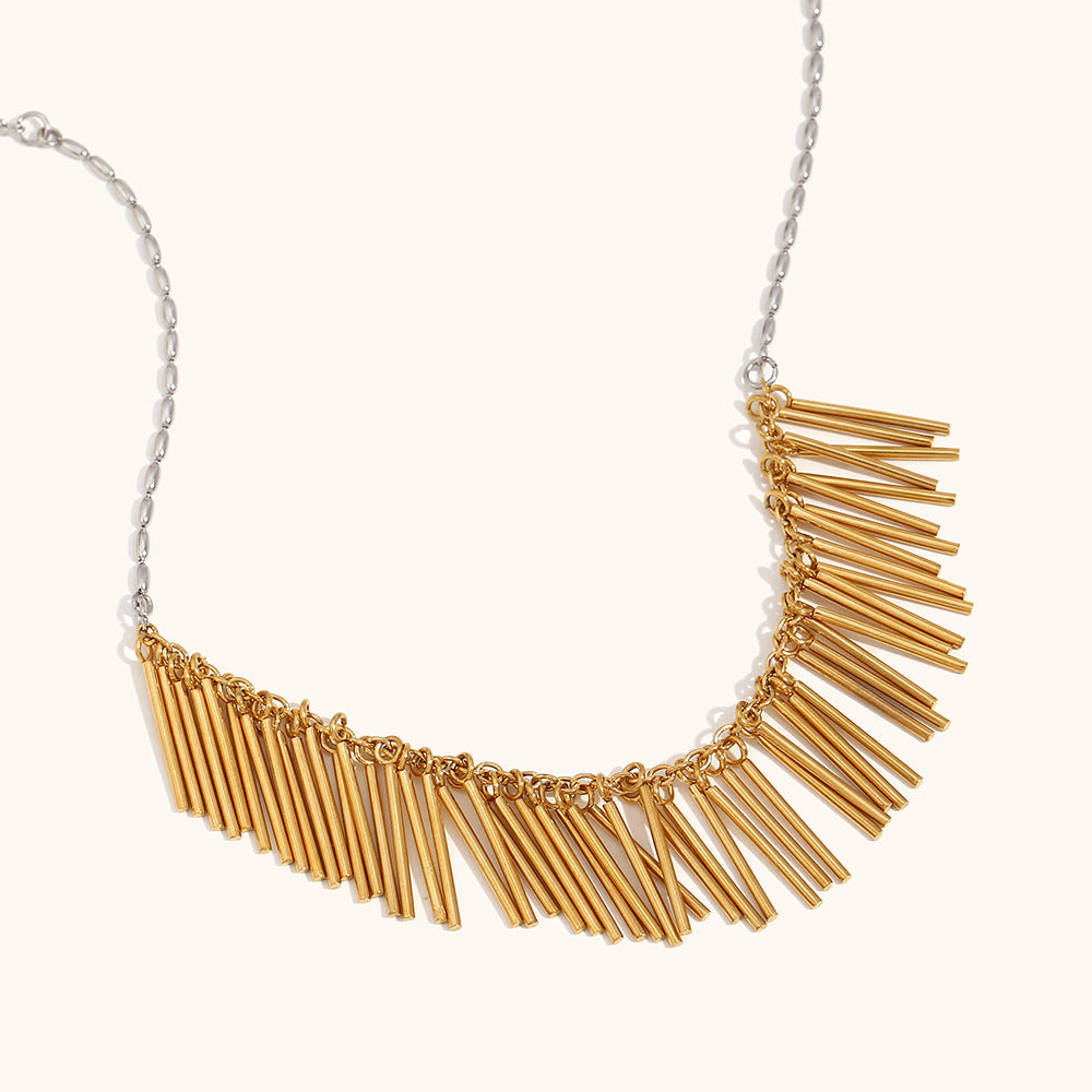 Chic Gold and Silver Statement Tassel Chain Necklace