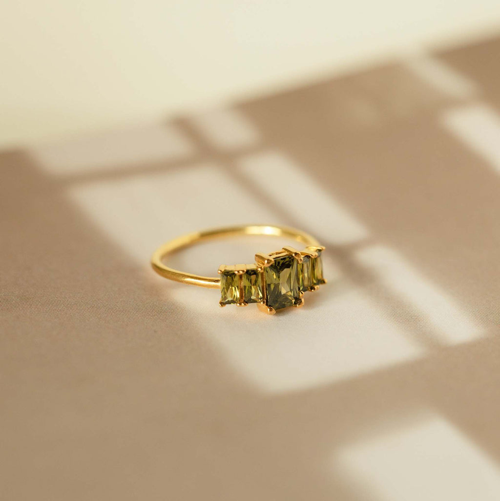 Dainty Baguette Birthstone Row Band Ring