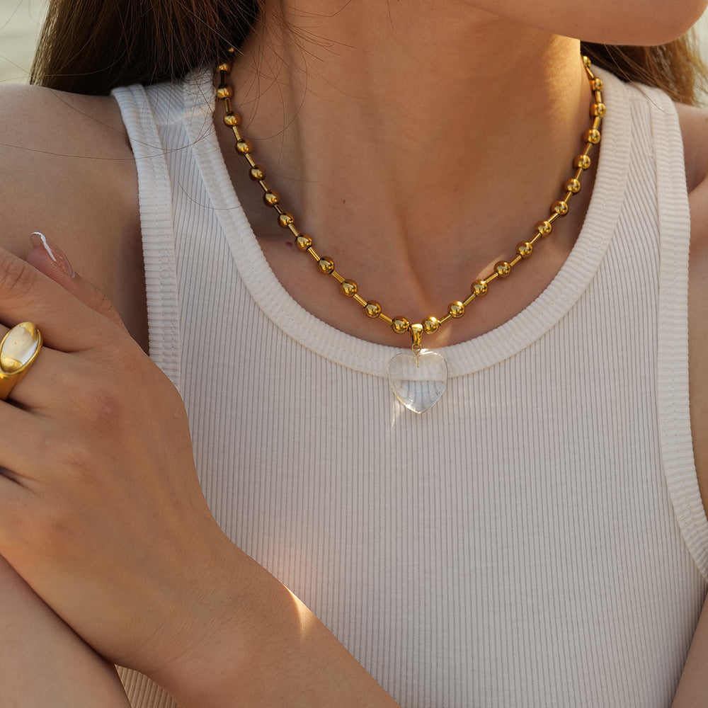 18K Gold Transparent Love Bead Necklace