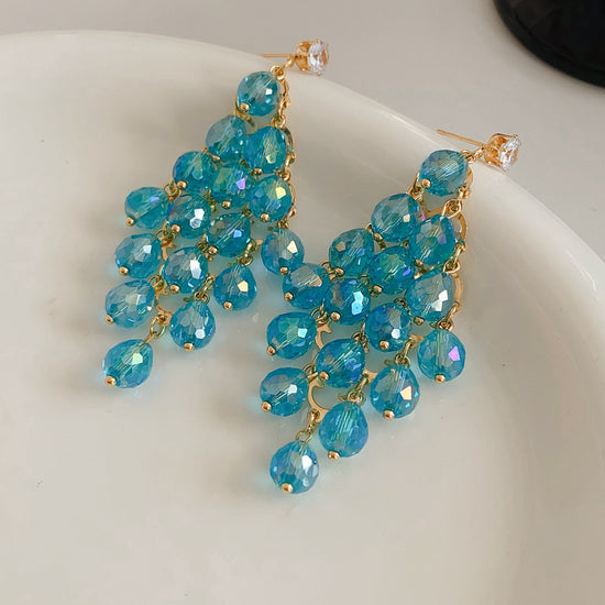 Rhombus Shape Grape Ball Earrings