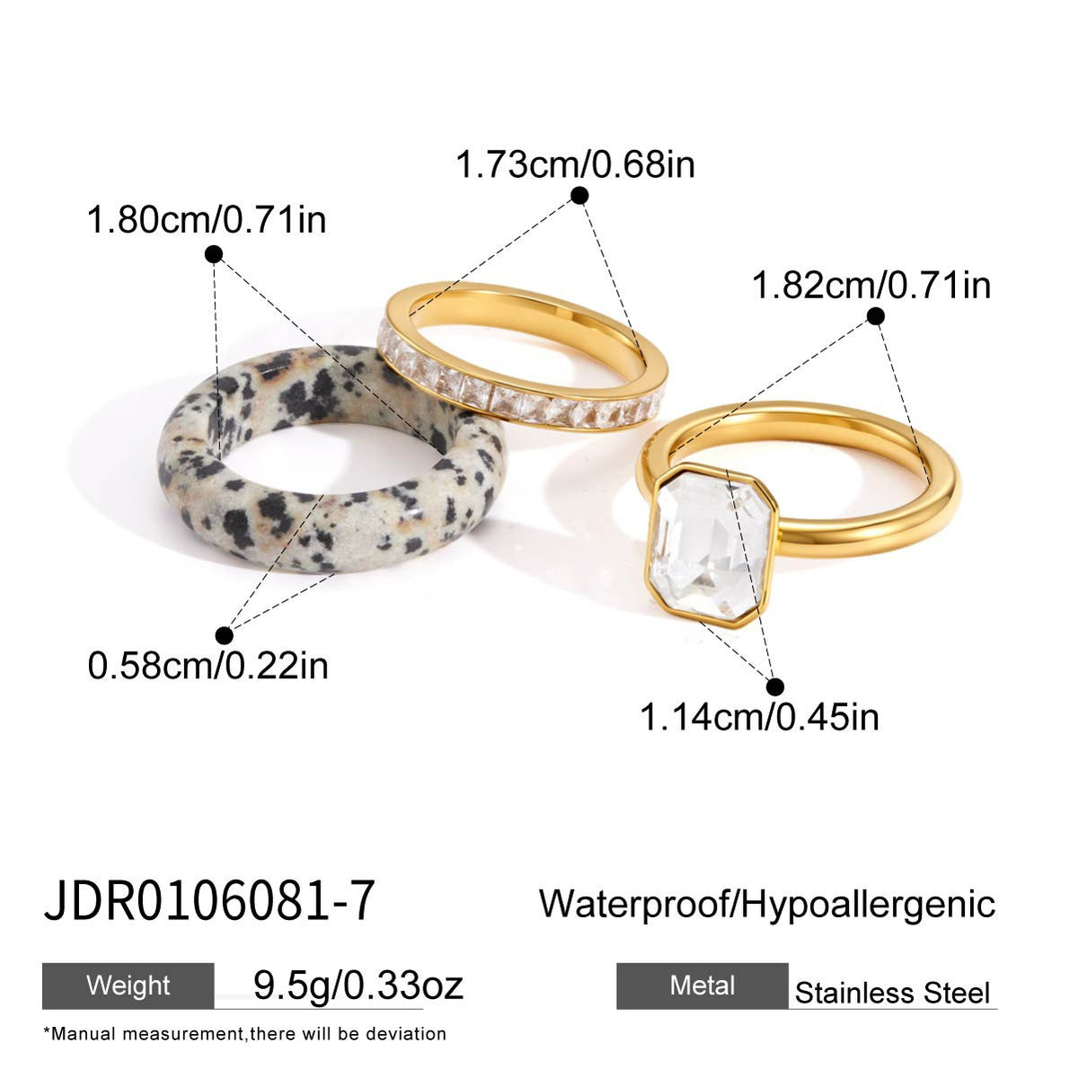 Earth & Elegance Natural Gemstone Stainless Steel Ring
