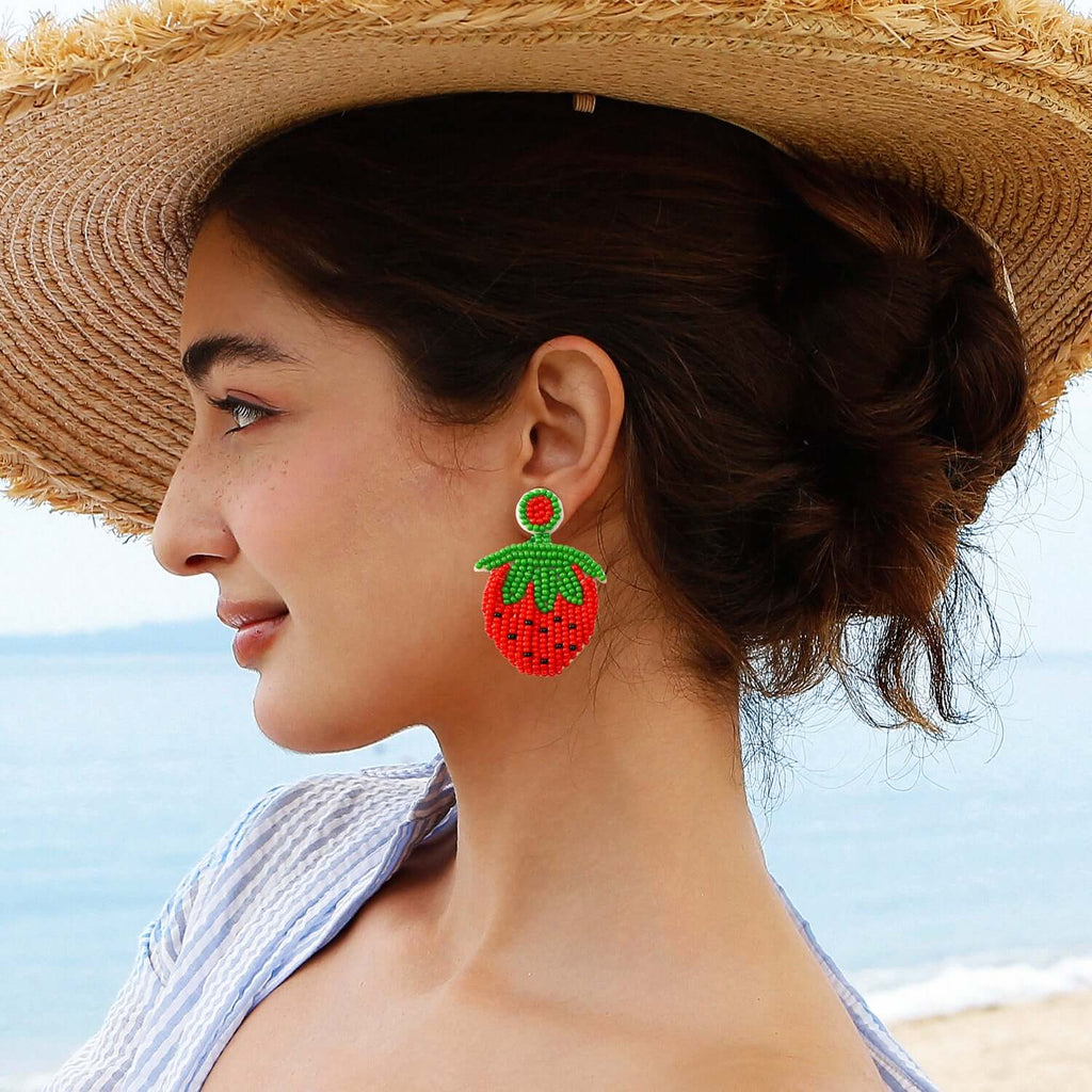 Summer Beach Palm Tree Fruits Earrings