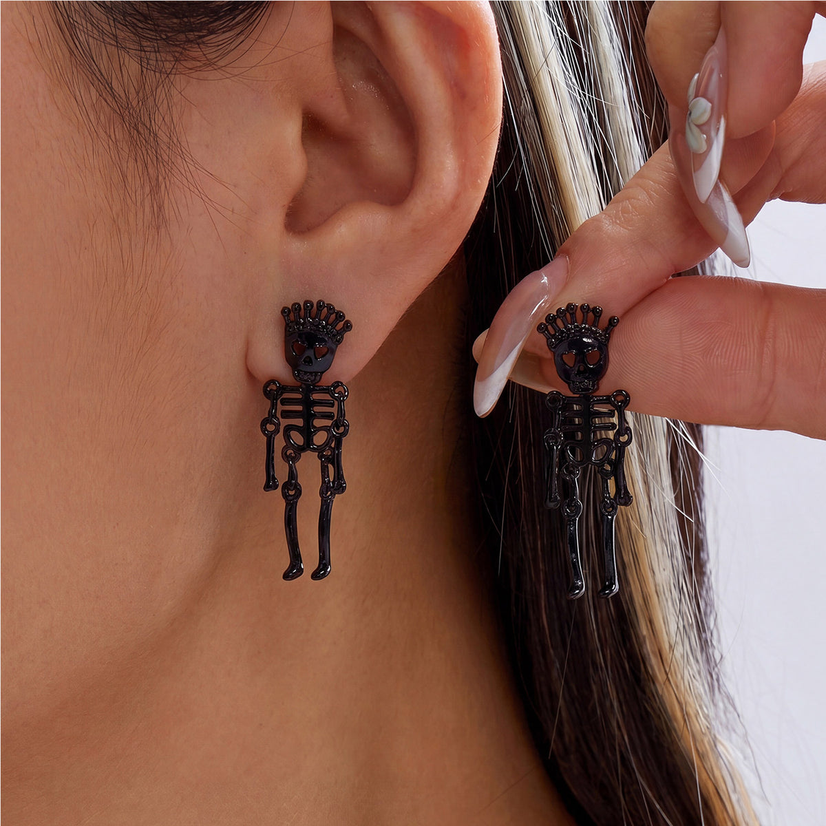 Neon Colorful Skeleton Ear Jacket Earrings
