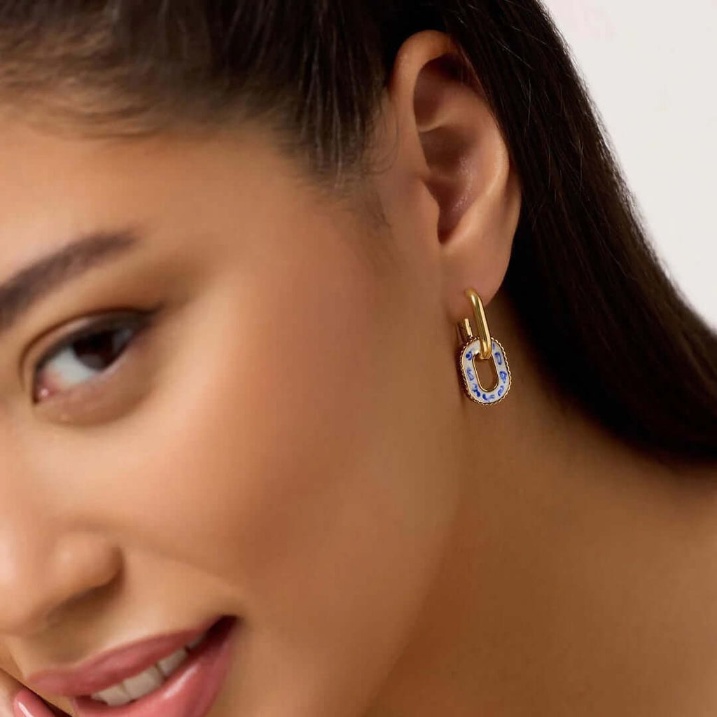 Porcelain Marble Double Hoop Earring