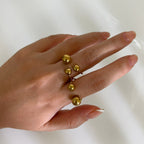 18K Gold Unique Bypass Ball Boom Rings