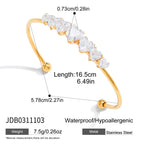 Zircon Heart Open Cuff Bangle Bracelet