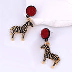 Black White Zebra Stripes Drop Earrings