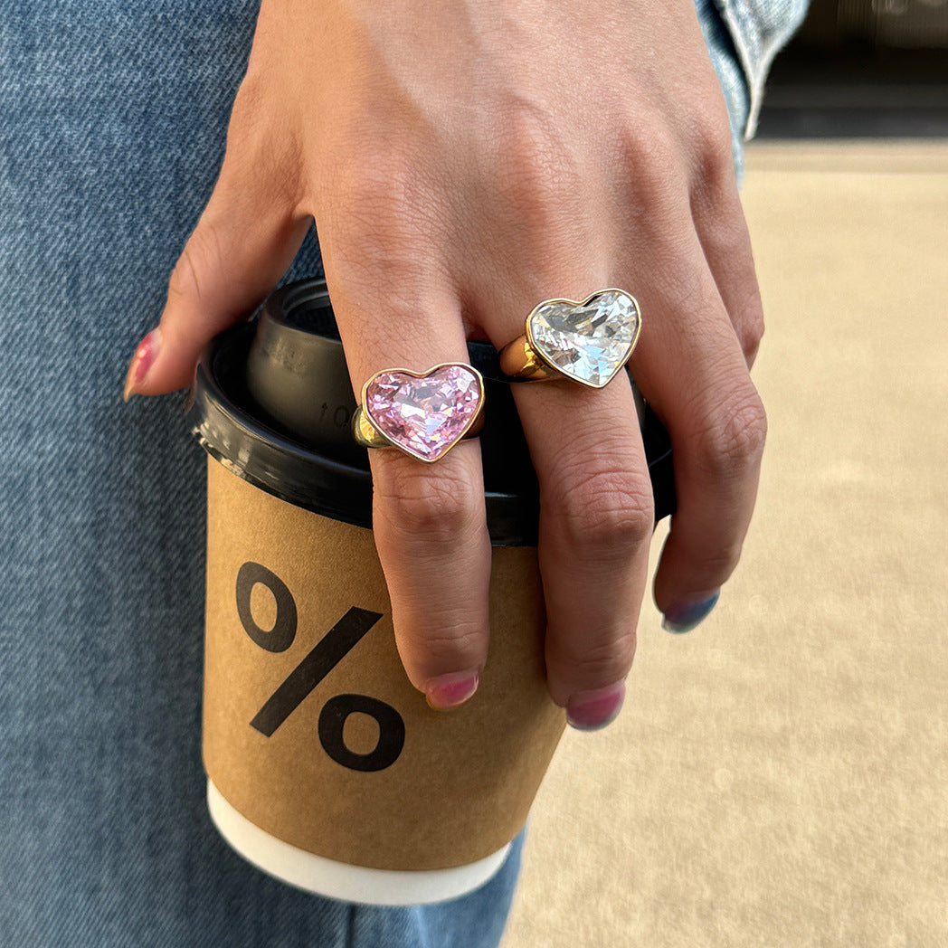 Sweet Pink Heart Valentines Ring Gift