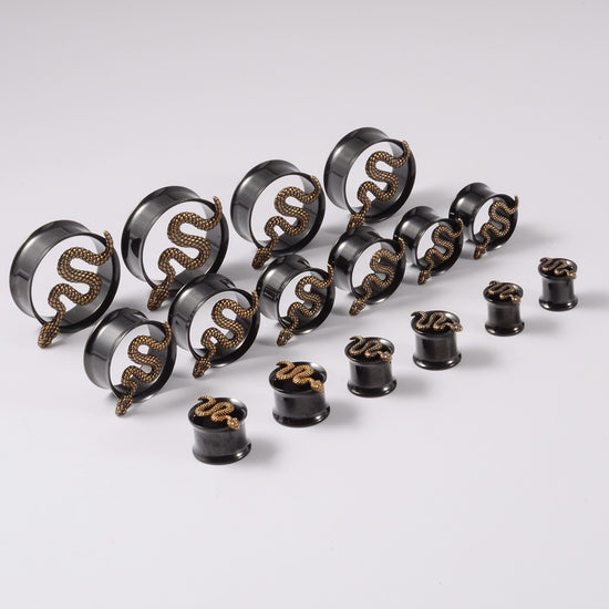 Skull Snake Stainless Steel Tunnel Plug Set 6mm to 25mm