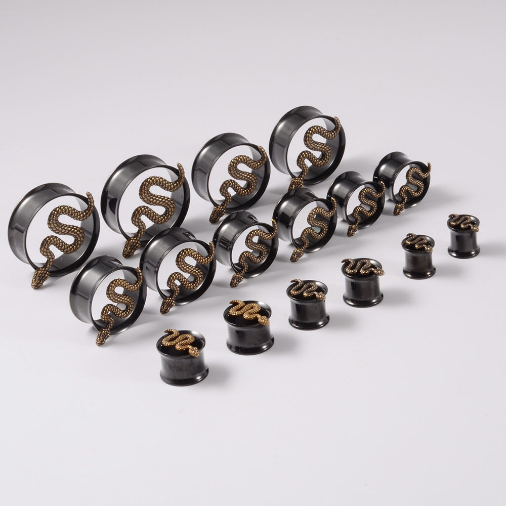 Skull Snake Stainless Steel Tunnel Plug Set 6mm to 25mm
