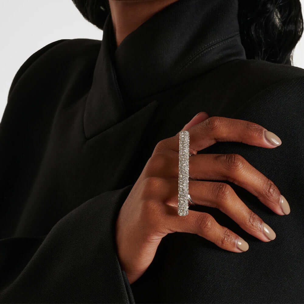 Chunky Rhinestone 2 Statement Index Ring