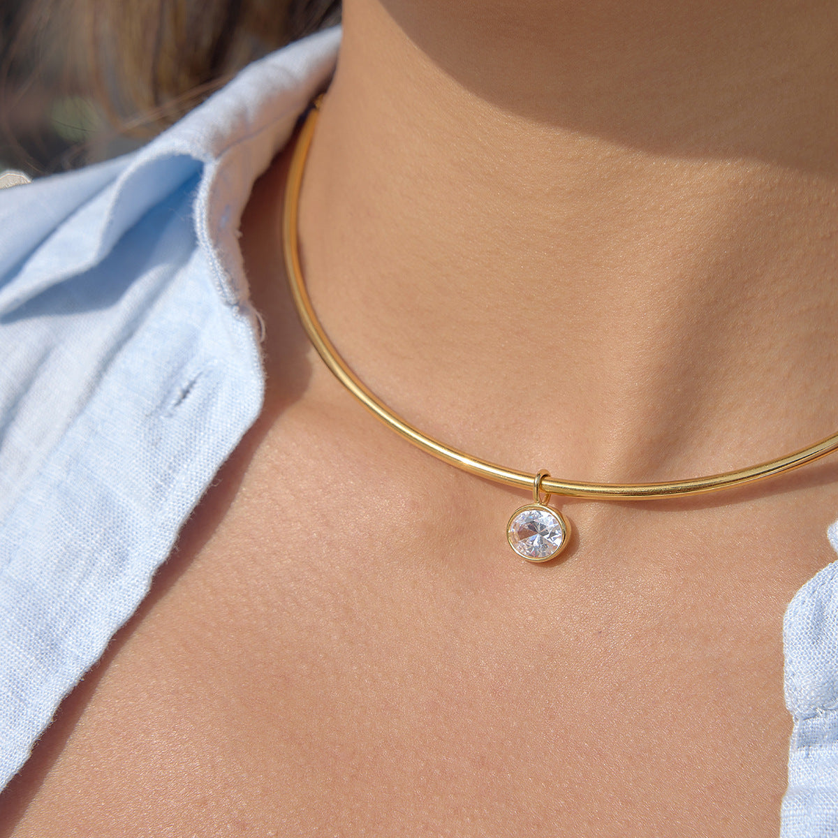 Gold Evil Eye Simple Choker