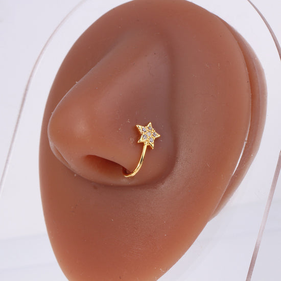 18K Gold Star No Piercing Nose Cuff Fake Nose Ring