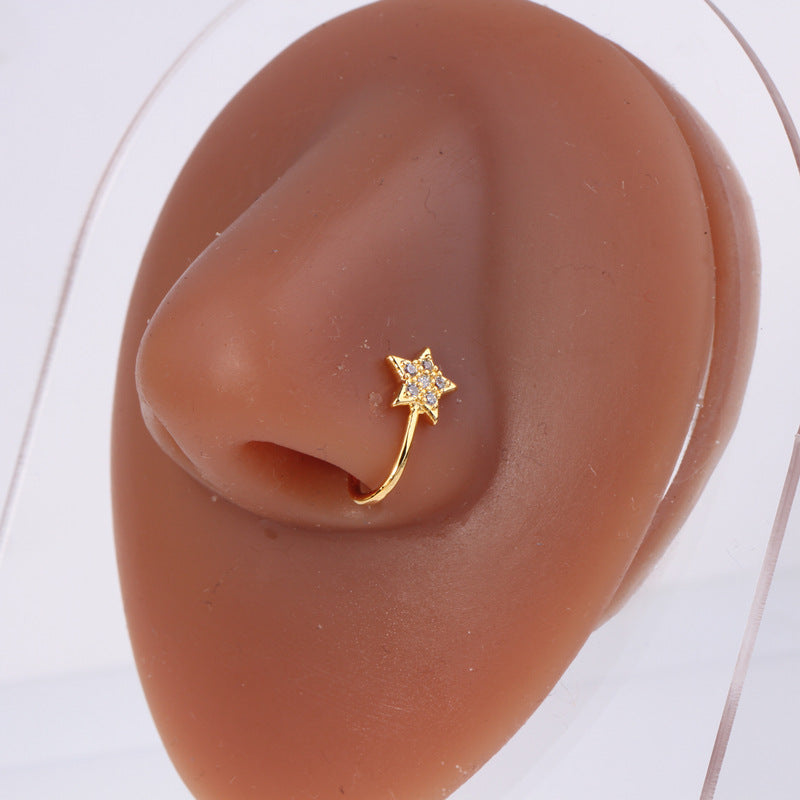 18K Gold Star No Piercing Nose Cuff Fake Nose Ring