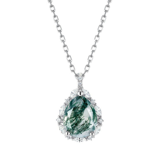 Nature Inspired Moss Agate Pendant Necklace