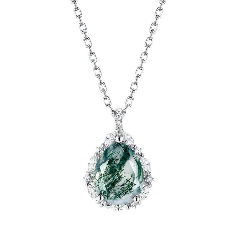 Nature Inspired Moss Agate Pendant Necklace