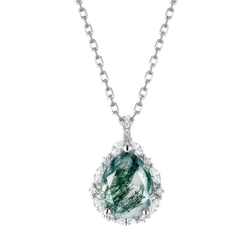 Nature Inspired Moss Agate Pendant Necklace