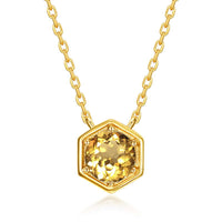 Hexagon Bezel Birth Month Citrine Gemstone Necklace