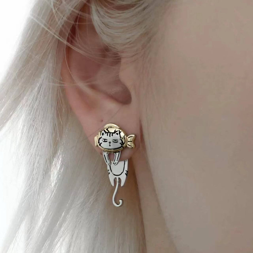 Graffiti Cat Ear Jacket Earrings