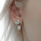 Graffiti Cat Ear Jacket Earrings