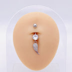 14G Hypoallergenic Flower Feather Belly Button Piercing