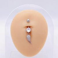 14G Hypoallergenic Flower Feather Belly Button Piercing