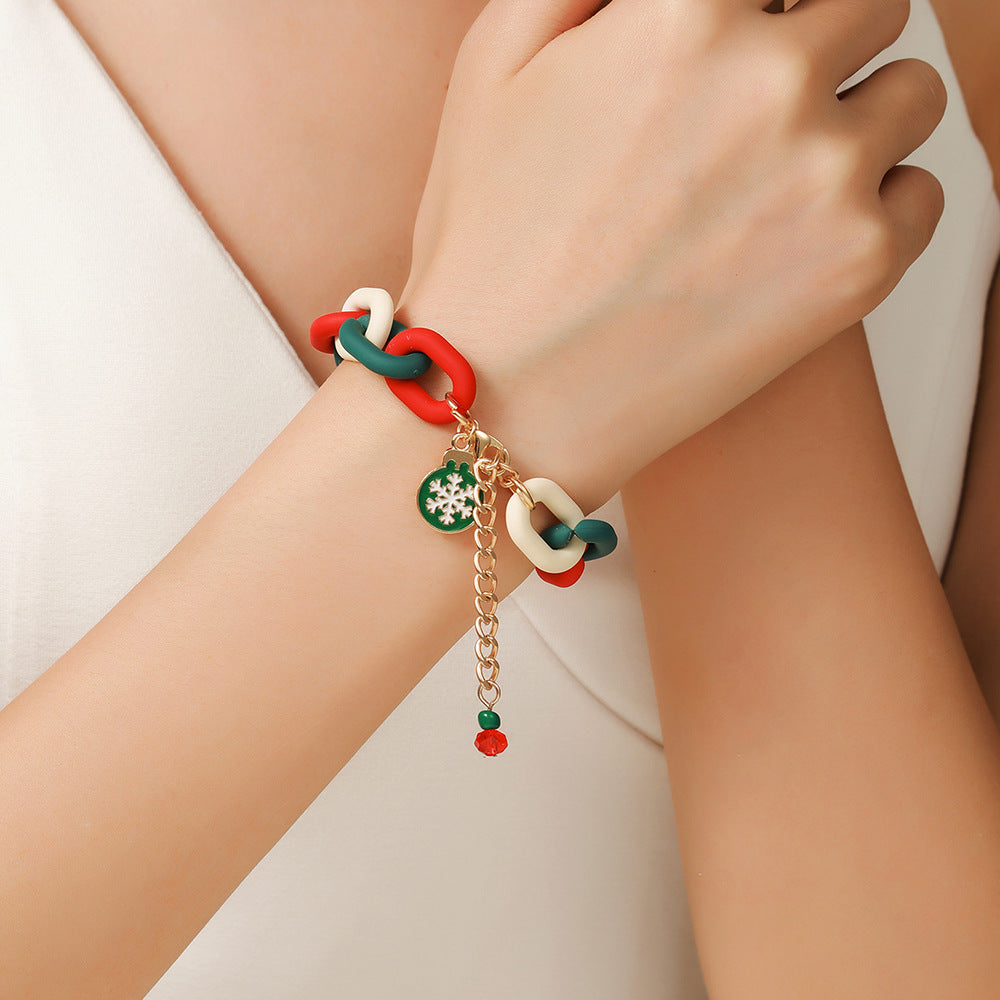 Santa Claus Acrylic Link Holiday Christmas Bracelet