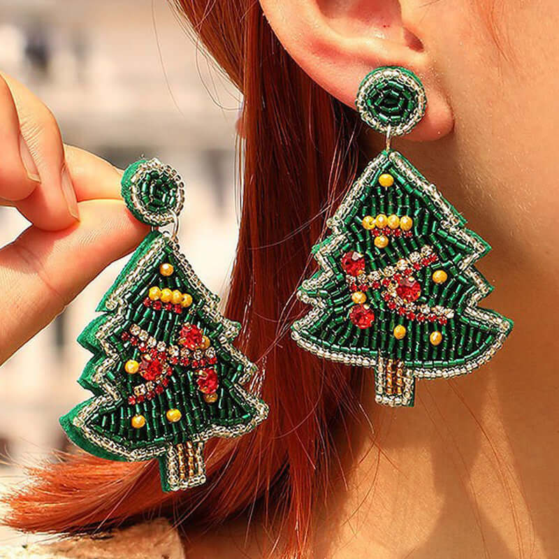 Winter Snowman Christmas Seed Bead Earring