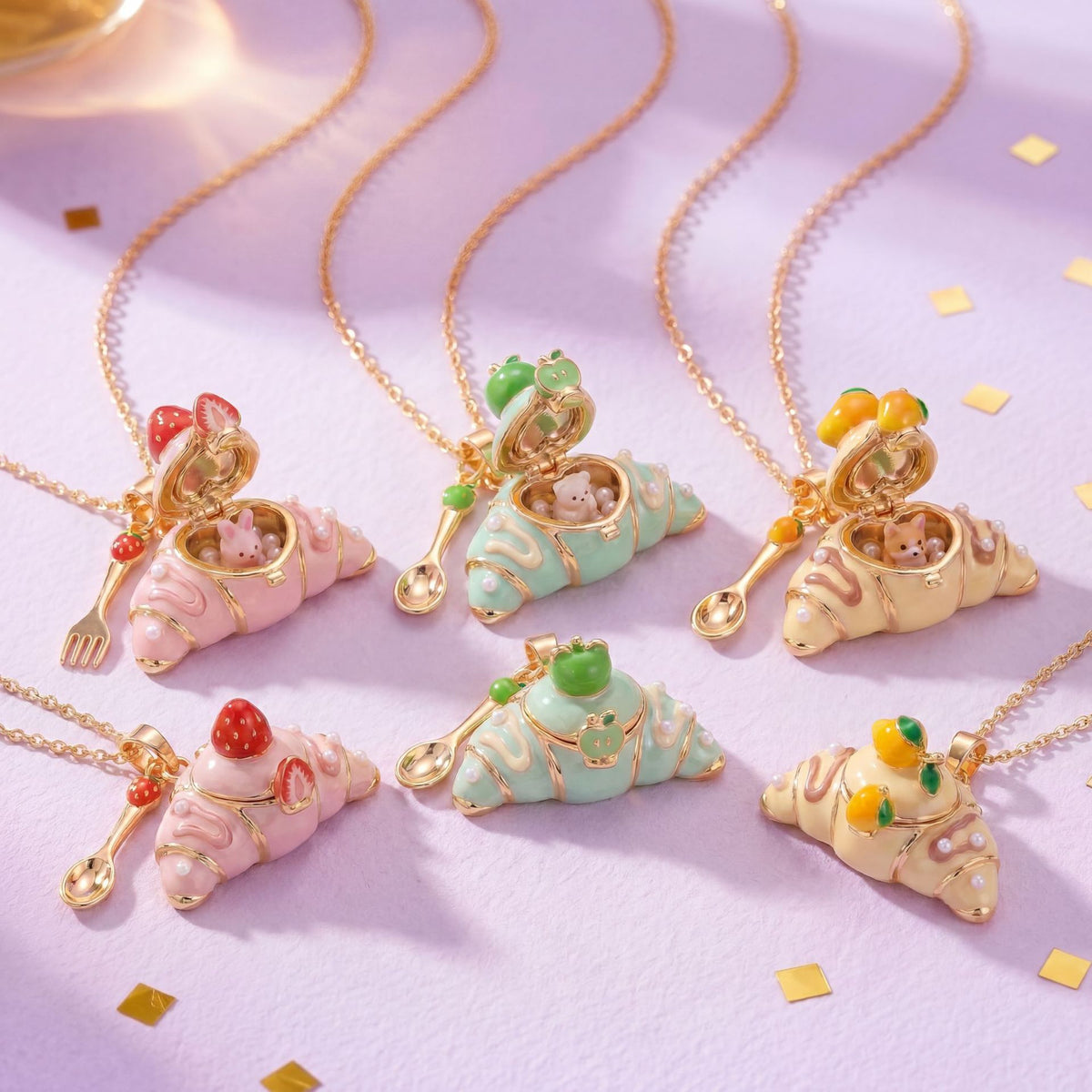Sweet Critters Croissant Open Charm Necklace