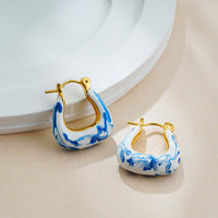 Porcelain Marble Hoop Earrings