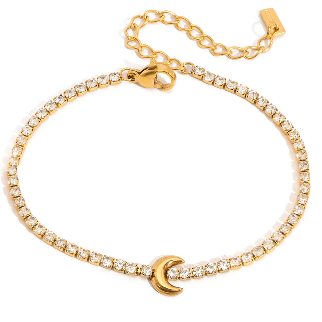 Gold Thin Tennis Bracelet with Bow