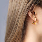 20G Minimalist Geometry Heart Hoop Earrings