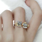 Fish Cat with Scarf Index Open Ring