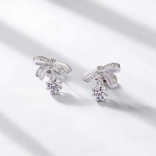 Luxury Moissanite Bow Drop Earrings