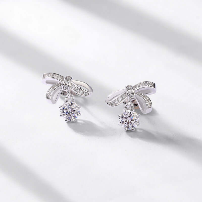 Luxury Moissanite Bow Drop Earrings