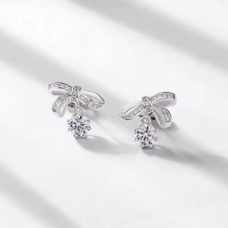 Ribbon Bow Moissanite Stud
