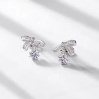 Ribbon Bow Moissanite Stud