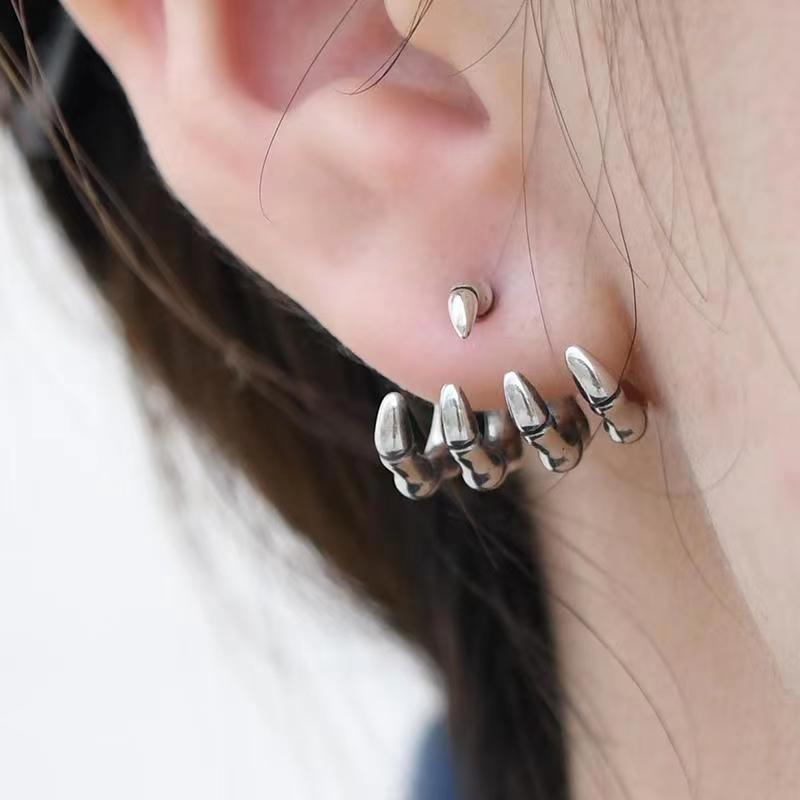 Grunge Punk Skeleton Claw Hand Stud Earrings