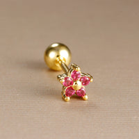 20G Surgical Steel Color Flower Helix Stud