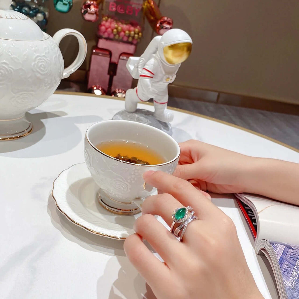 Emerald Green CZ Layer Cross Stacking Ring Set | K4205