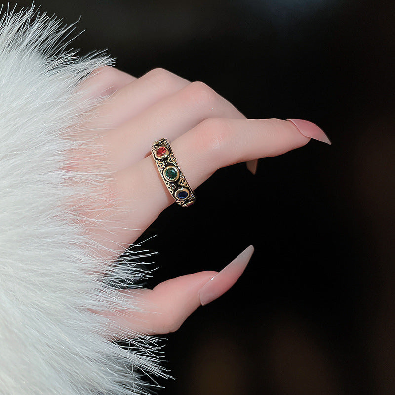 Evil Turkish Eye Bohemian Enamel Thumb Ring 